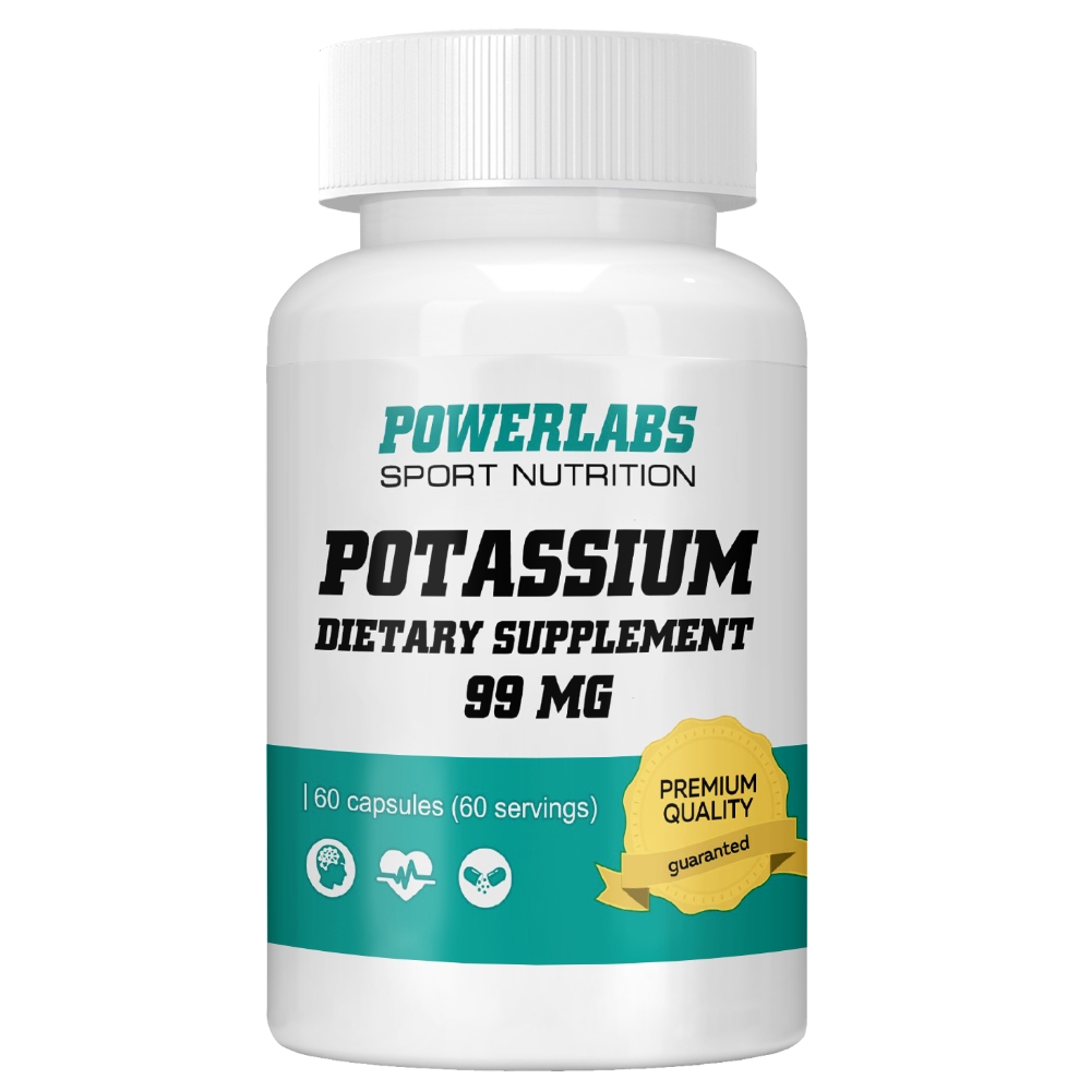 Витамины PowerLabs Калий (Potassium) 99 mg 60 капсул